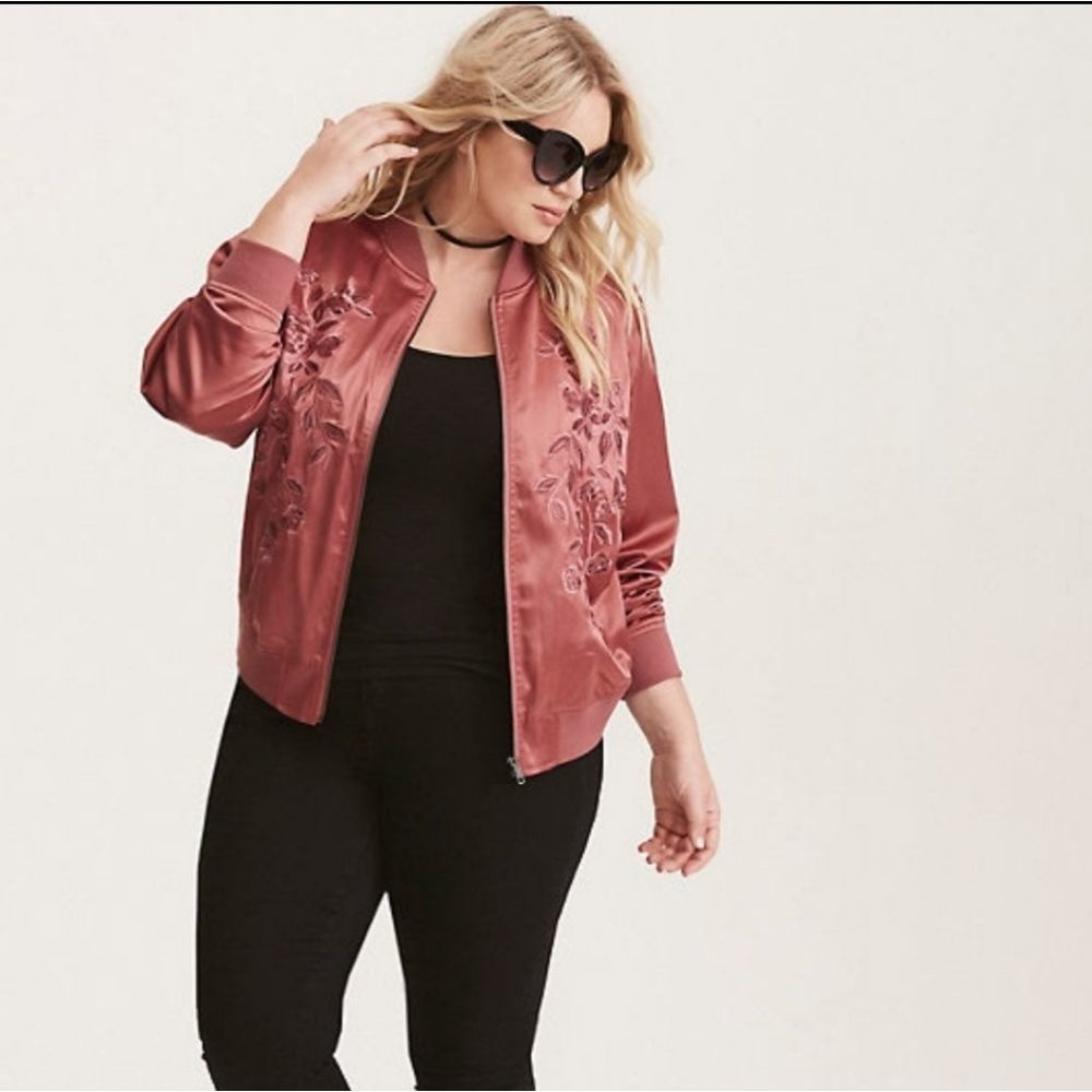 Torrid Dusty Rose Floral Bomber Jacket